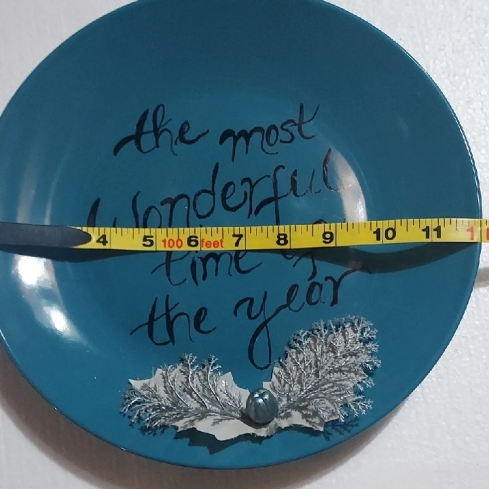 Festive Blue Decorative Plate